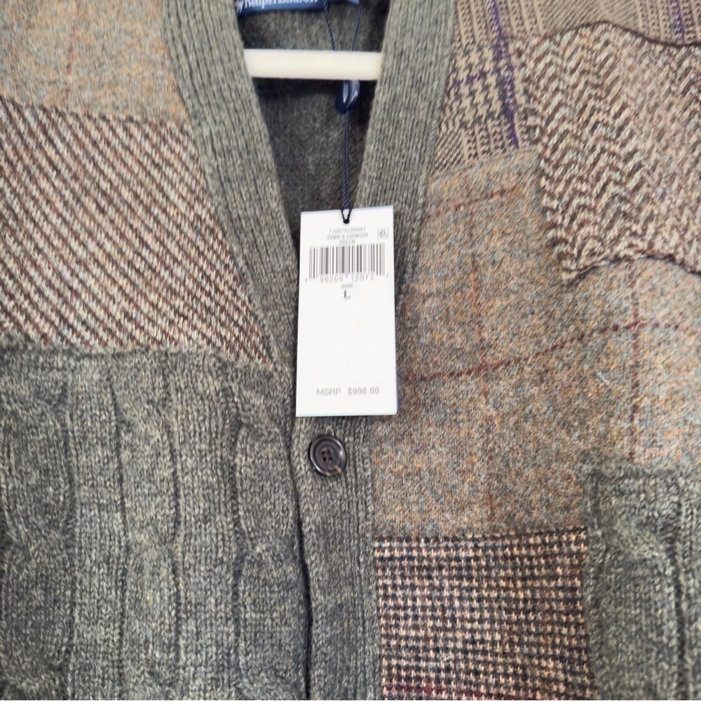 Polo Ralph Lauren Patchwork V-Neck Cardigan Size Large Retail $998 - Picture 6 of 12
